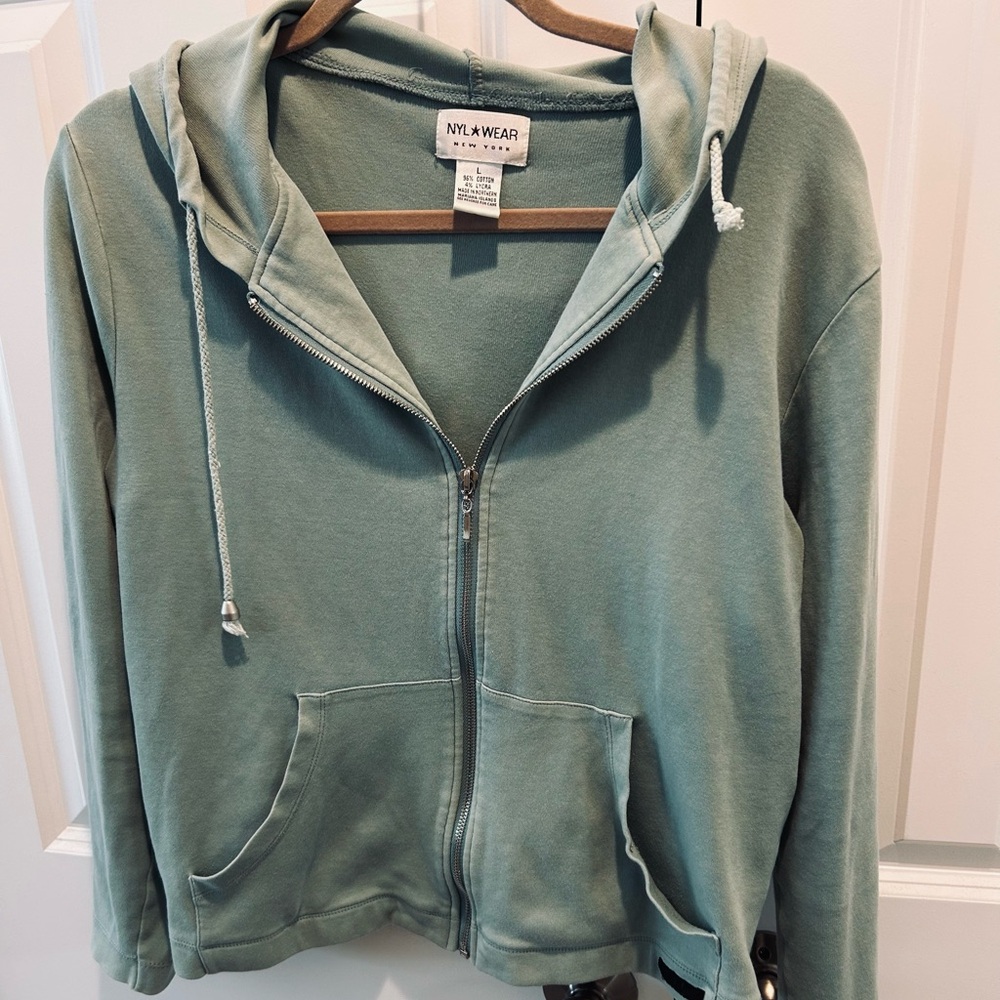NYLA Wear Green Zip-Up Hoodie size large